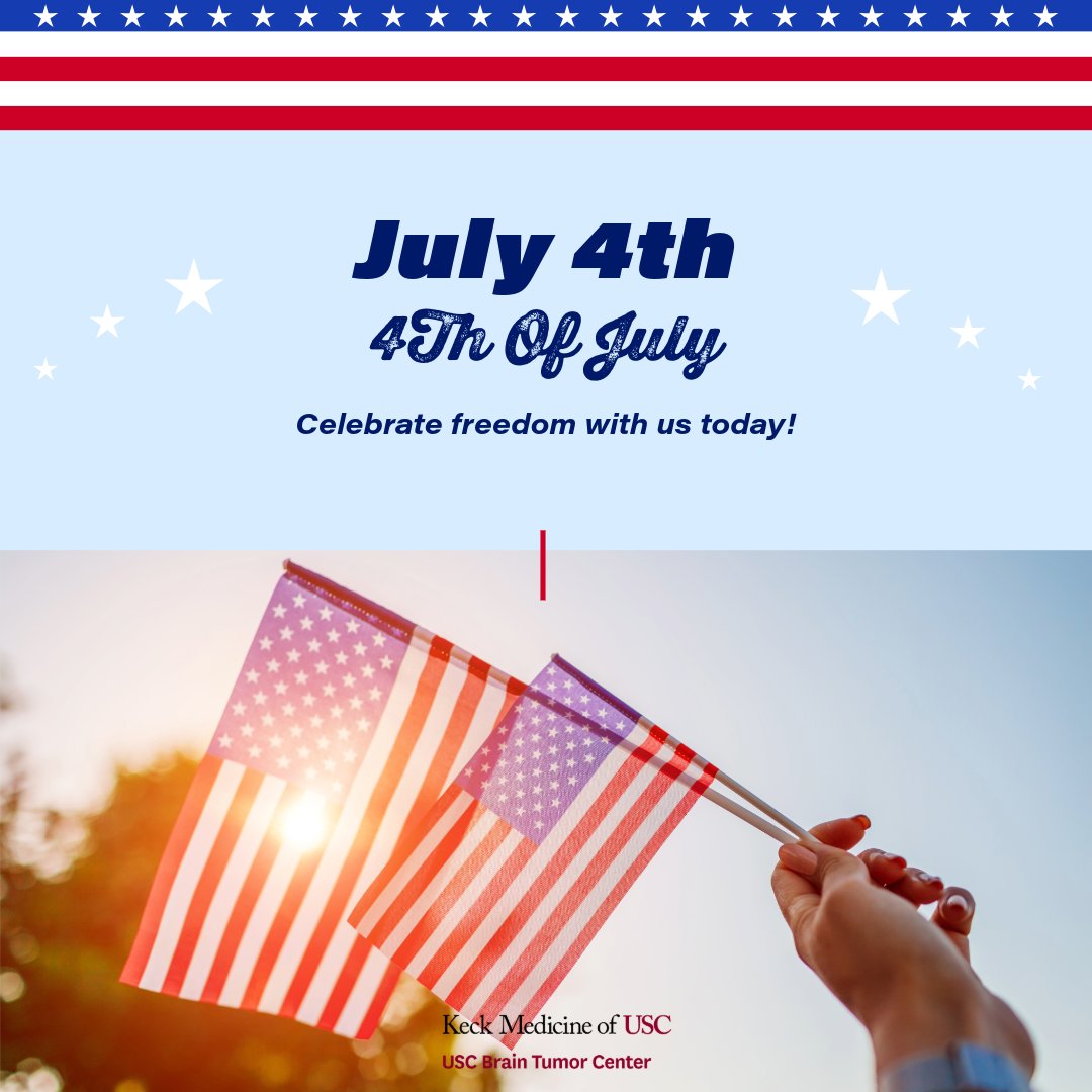 USCBTC's tweet image. 🇺🇸 This Independence Day, we celebrate freedom, resilience, and the strength of our community.
For many of our patients and families, freedom takes on a new meaning—the freedom to hope, to heal, and to keep moving forward after a diagnosis.
From all of us at the USC Brain Tumor…