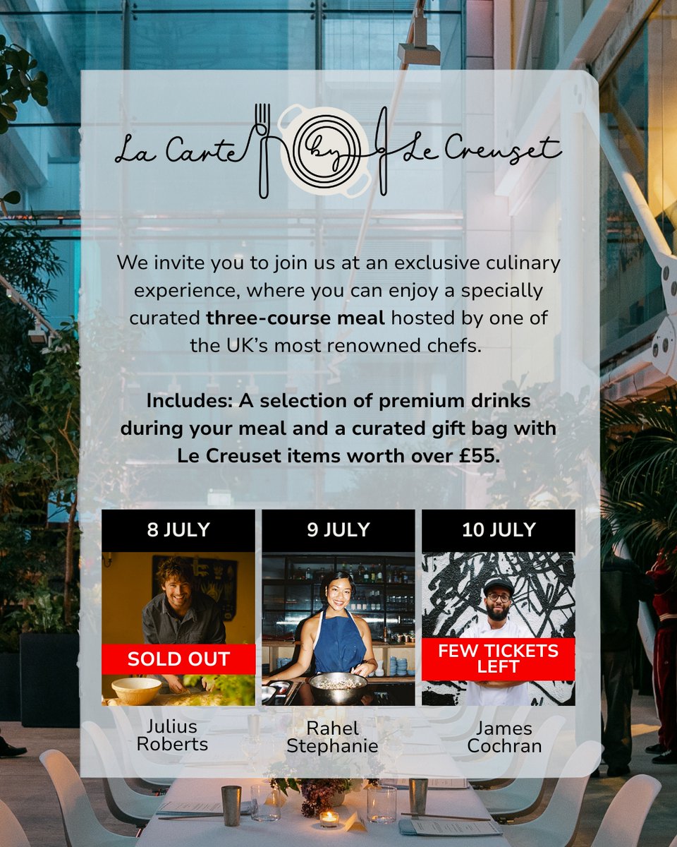 SELLING FAST! 🔥 Get your ticket to La Carte by Le Creuset before they're gone: bit.ly/3GacDGP 🍽️✨