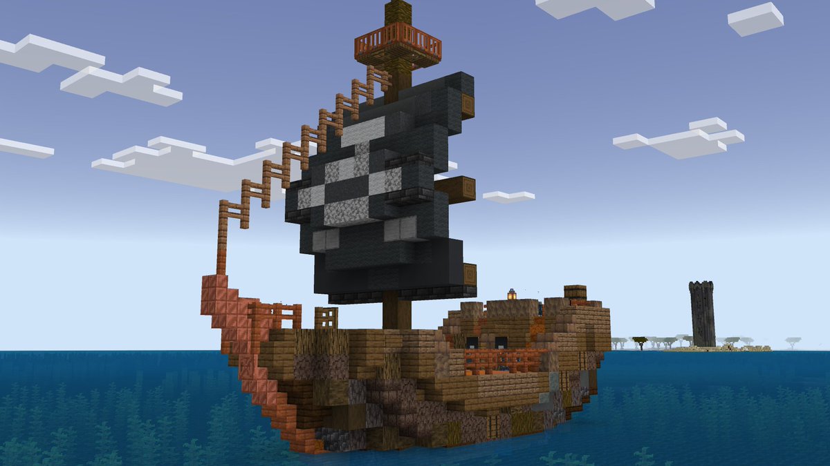 FoxyStarStudios's tweet photo. Here's an early look at a few structures for Better on Bedrock's Restructured update!

The one structure with the waystone will now have a unique design for the biome it generates in!

The structures you see are:
- Cherry Village
- Waystone Shrine (Birch variant)
- Ruined Temple
- Pillager's Ship
