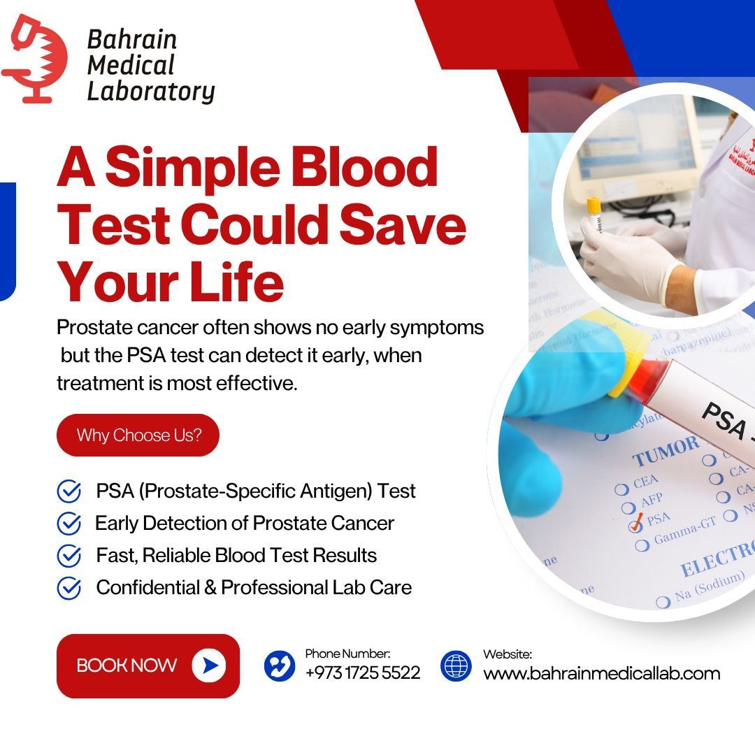 bahrain_Lab's tweet image. 🩸 Prostate cancer can be silent — but early detection saves lives.

Get your PSA test at Bahrain Medical Lab:
✅ Quick, reliable, confidential

📞 +973 1725 5522 | 🌐 bahrainmedicallab.com

#PSATest #MensHealth #BahrainMedicalLab #EarlyDetection