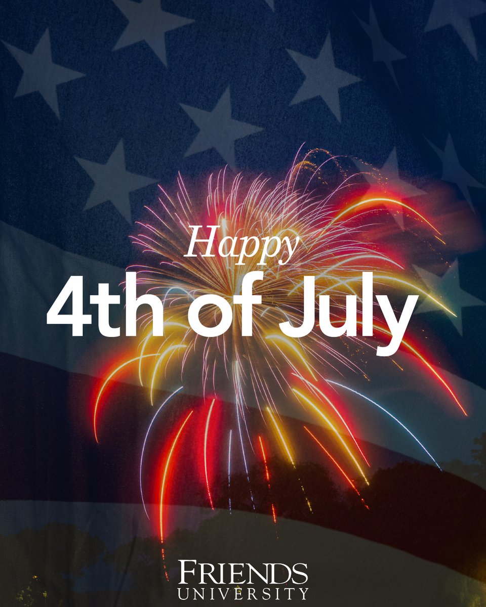 Happy 4th of July from Friends University! 🎆

Whether you're spending the day with friends and family, enjoying time outdoors or just relaxing at home, we hope it's a happy and safe day. 

#MyFriendsU #July4th #HolidayWeekend