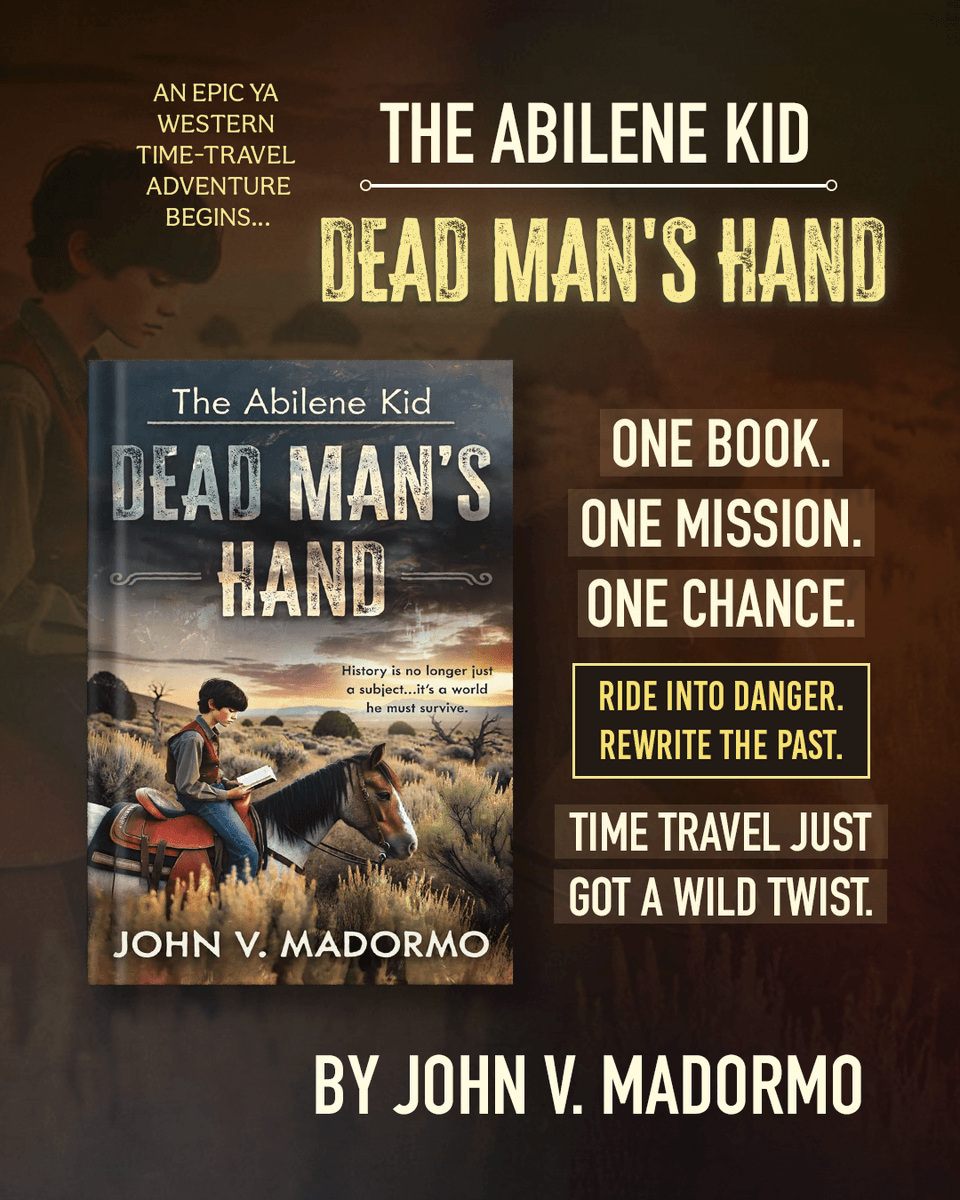 Gunfights, secrets, and a tragic fate—12-year-old Dominick lives the dream and the danger of the Wild West in Dead Man’s Hand, a YA Western packed with heart and heroism. By <a href="/JohnMadormo/">John Madormo</a>

Available on - amazon.com/dp/1965596231/