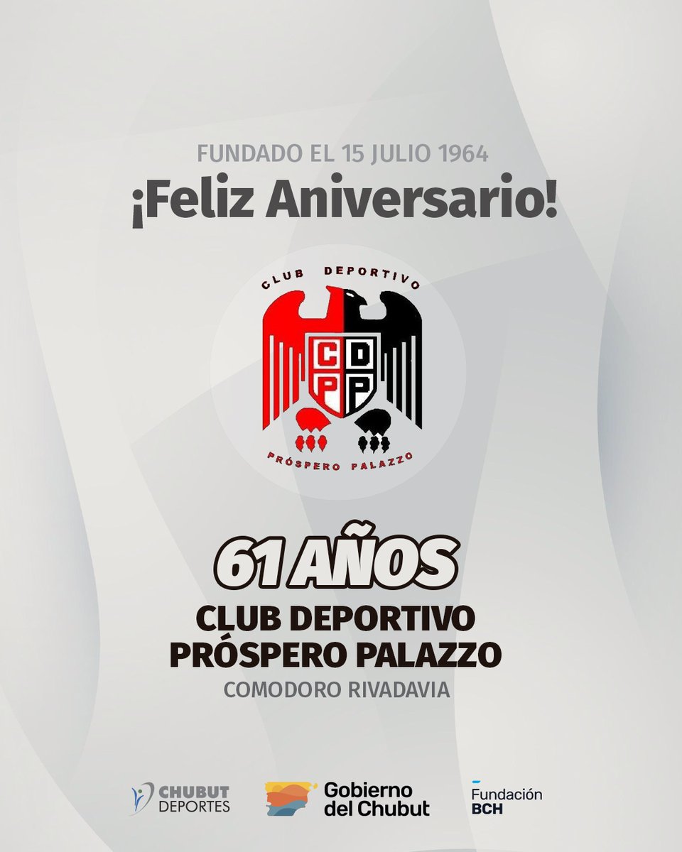 Feliz 61° Aniversario Club Deportivo Próspero Palazzo 🎉

#aniversario #club #chubutdeportes #ComodoroRivadavia