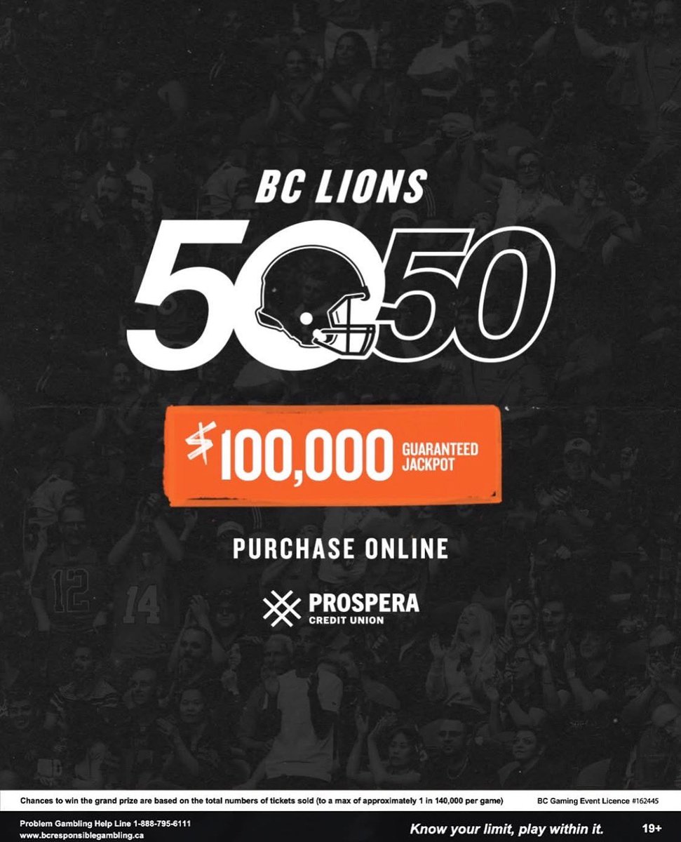 Hey, it’s <a href="/BCLions/">BC LIONS</a> $100,000 guaranteed jackpot time! Help support amateur football in BC! 🦁🖤🧡

bclions5050.com