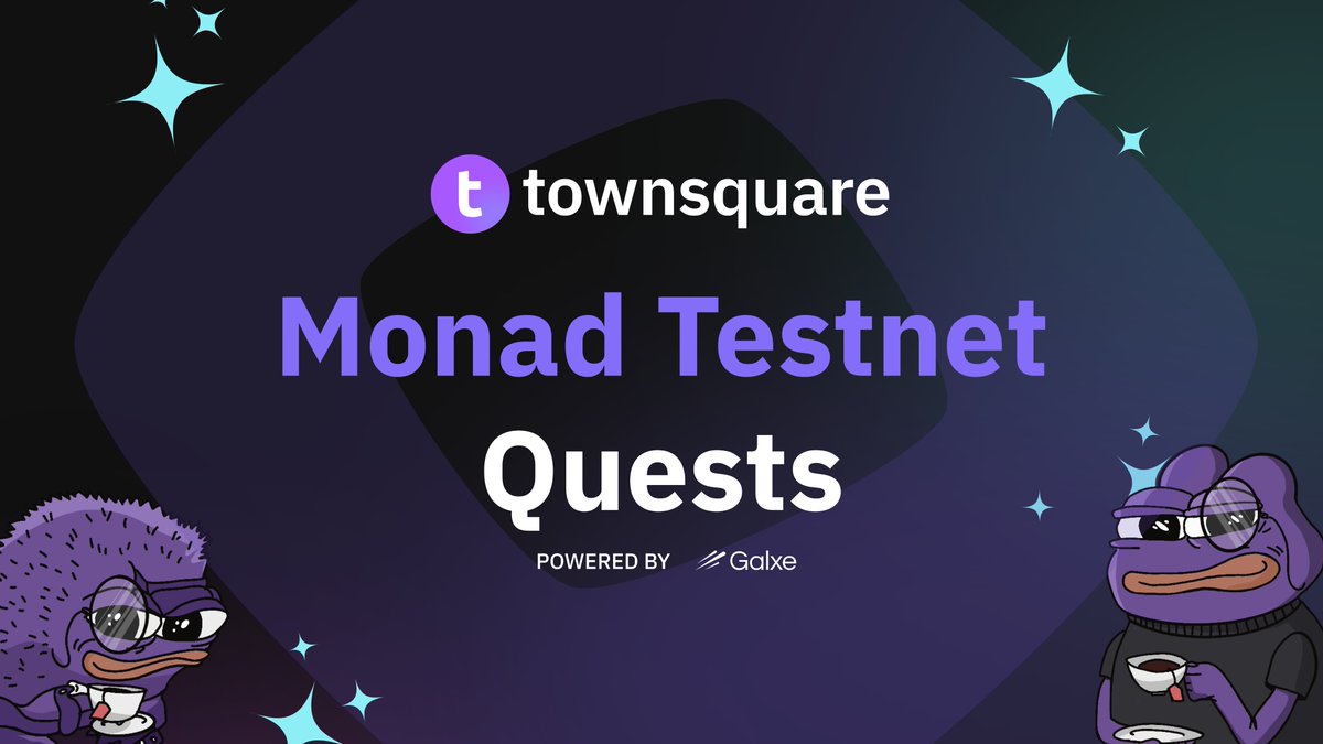 TowneSquare ❏ | LIVE ON MONAD TESTNET (@townesquarexyz) on Twitter photo You can now participate in TownSquare's Quests as part of the Monad Testnet Quest Campaign cohosted by @townsquarexyz and five other projects in the Monad ecosystem. See the full list of TownSquare Quests here - powered by <a href="/GalxeQuest/">Galxe Quest</a>:
🏆 Exclusive to Testnet Power Nads, in You can now participate in TownSquare's Quests as part of the Monad Testnet Quest Campaign cohosted by @townsquarexyz and five other projects in the Monad ecosystem. See the full list of TownSquare Quests here - powered by <a href="/GalxeQuest/">Galxe Quest</a>:
🏆 Exclusive to Testnet Power Nads, in