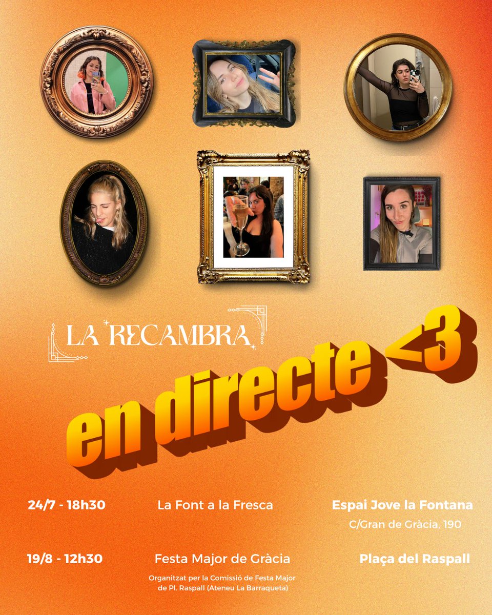 Comencem  l'estiu amb mooooolt bones notícies i és que durant els propers mesos  ens podrem trobar DOS!! cops en directe 🧡🔥🧡🔥🧡

APUNTEU LES DATES

Veniu, coneguem-nos, fem uns riures i compartim una estoneta plegades 🥹🫂💌