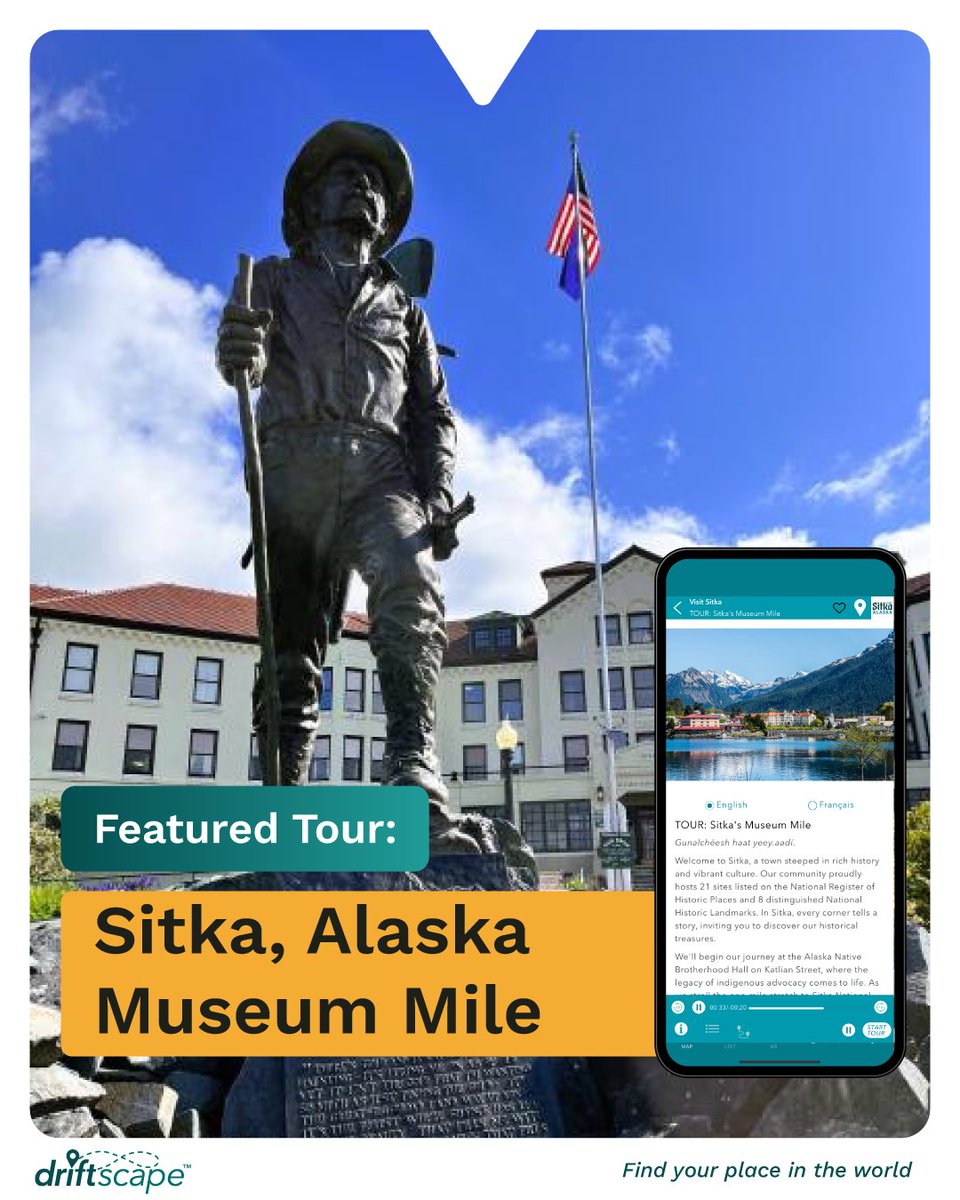 DriftscapeApp's tweet photo. Explore Sitka’s Museum Mile—a self-guided walk through Indigenous legacy, historic landmarks, and vibrant culture. Begin your tour here: https://t.co/j3l2AMr9sM https://t.co/PpdrX4lSOk