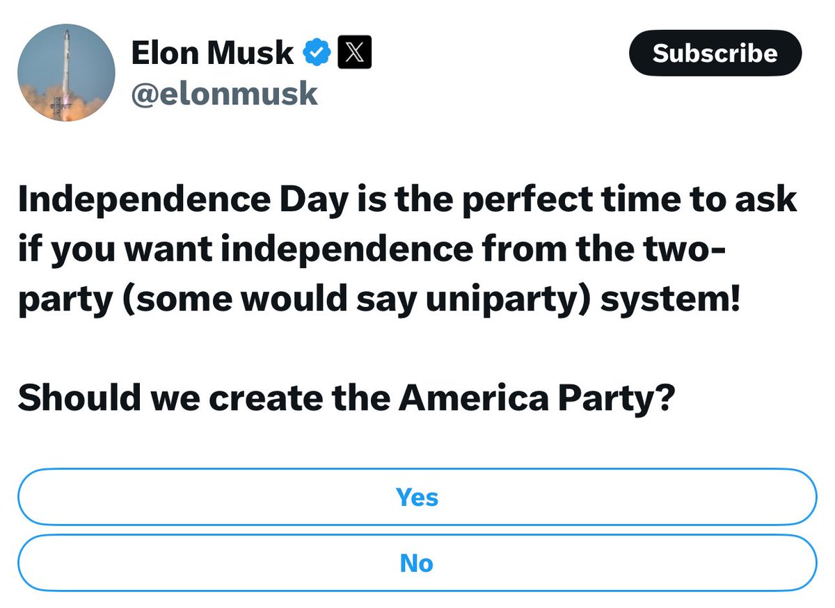Elon Musk: “Should we create the America Party?”