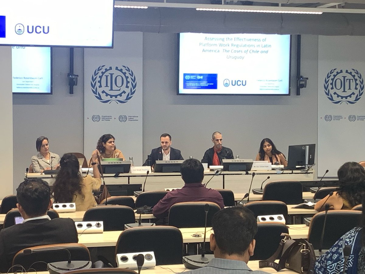 Federico Rosenbaum (@frosenbaumcarli) on Twitter photo Fue un placer compartir mi investigación en la OIT sobre la regulación del #TrabajoEnPlataformas en #Chile y #Uruguay, y participar en el enriquecedor debate sobre las lecciones del Sur Global.
Gracias a la <a href="/ilo/">International Labour Organization</a> por la oportunidad y a <a href="/UCUoficial/">Universidad Católica</a> por el apoyo #RDW2025 Fue un placer compartir mi investigación en la OIT sobre la regulación del #TrabajoEnPlataformas en #Chile y #Uruguay, y participar en el enriquecedor debate sobre las lecciones del Sur Global.
Gracias a la <a href="/ilo/">International Labour Organization</a> por la oportunidad y a <a href="/UCUoficial/">Universidad Católica</a> por el apoyo #RDW2025