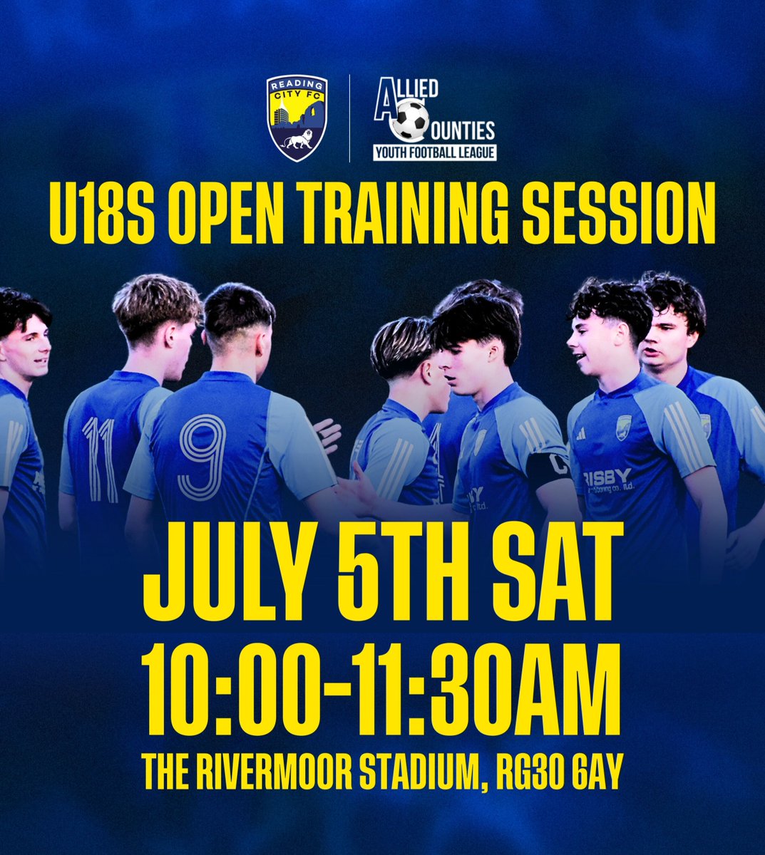 RCFC_Academy's tweet image. FINAL CALL! Our #CityU18s who compete in the @ACYFLofficial are hosting an open training session tomorrow.
All you need to do is turn up as we've removed the need to pre-register, this will also be the last oppurtunity for prospective players to try out.
#ThePrideOfReading 🦁