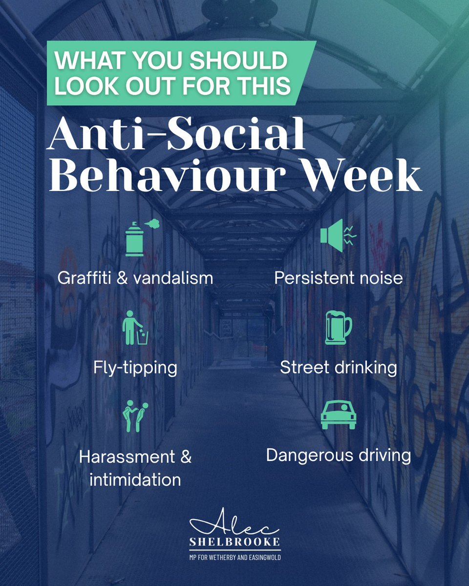 AlecShelbrooke's tweet image. ASB isn’t just a city issue, it affects rural communities too.
In Wetherby and Easingwold, I’m pushing for the local resources and police visibility we need to tackle it head-on.
#ASBAwarenessWeek