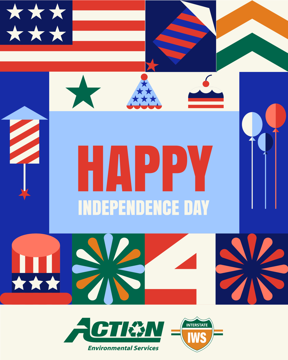 On this Independence Day, we extend warm wishes for a safe and memorable #4thOfJuly to all! 🎆
Be sure to check our website for your holiday pickup schedule.
#InterstateWaste #InterstateWasteServices #ActionEnvironmental #ActionCarting #July4th #IndependenceDay #FourthOfJuly