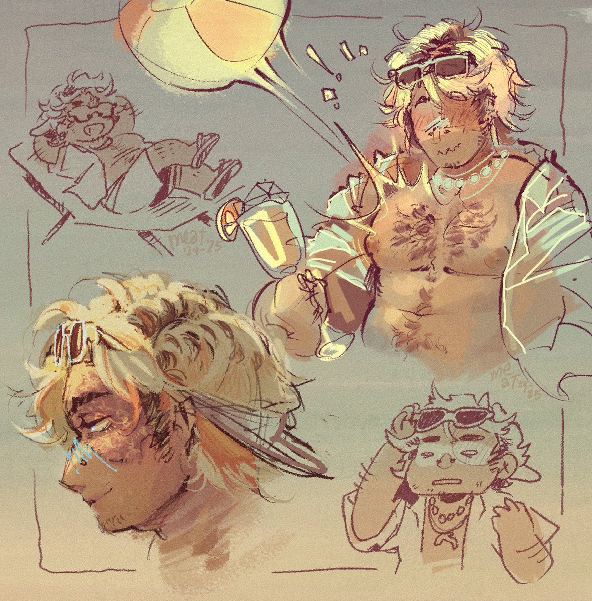 Some summertime nortons i started last year, in time to celebrate the warm season.!!! #IdentityV #identityVイラスト #NortonCampbell