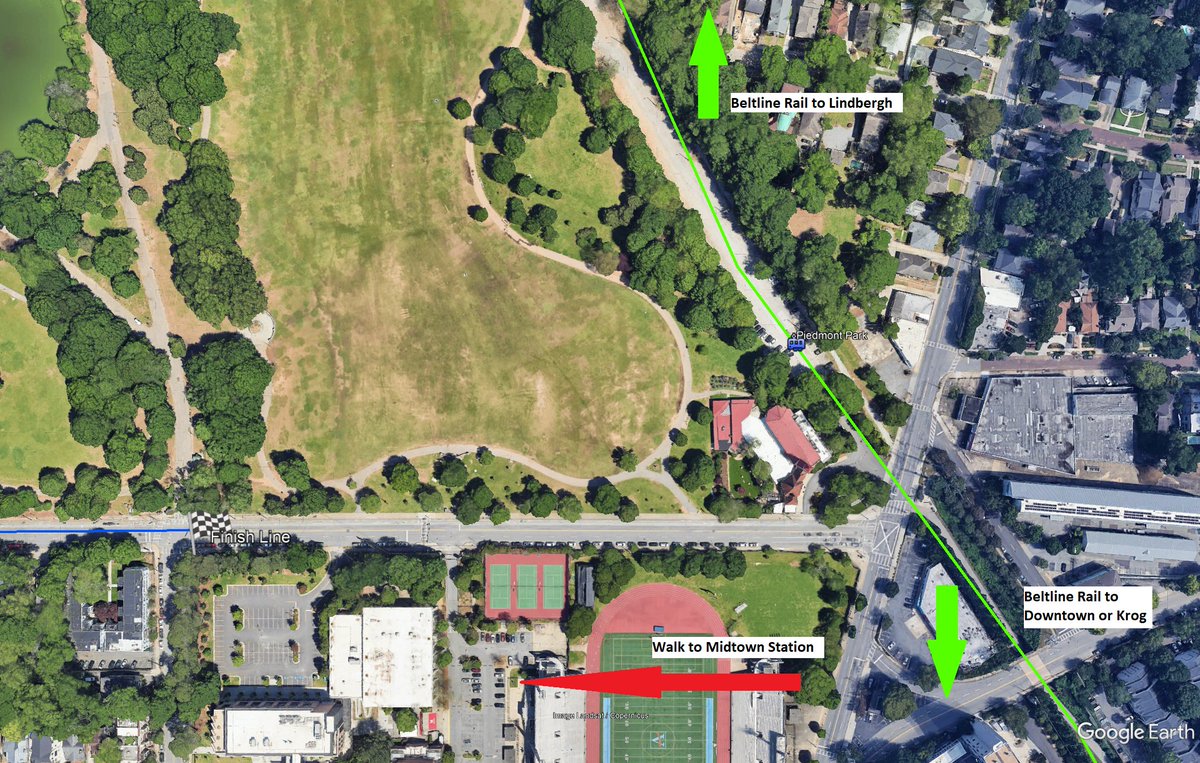 LathburyJason's tweet image. Another @ajcprr done, another year desperately wishing there was Beltline rail to help handle the thousands and thousands of people finishing, rather than making people walk allllll the way up the hill to Midtown station.