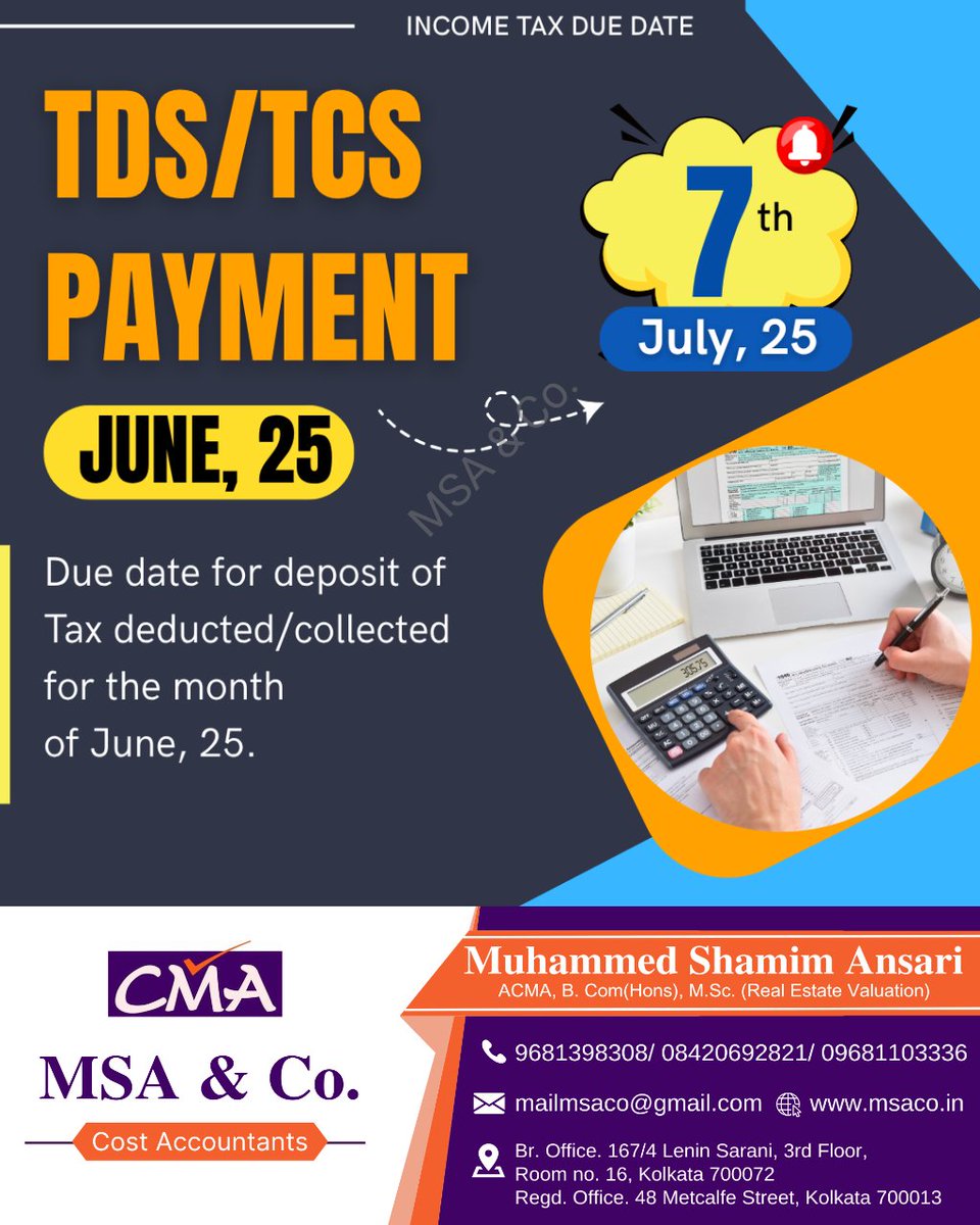 msansari77's tweet image. TDS/TCS Payment #TDSPayment
#TCSPayment
#TaxDeductedAtSource
#TaxCollectedAtSource
#TDSCompliance
#TCSCompliance
#IncomeTaxIndia
#CBDTCompliance
#FileTDSReturn
#CAForTDS