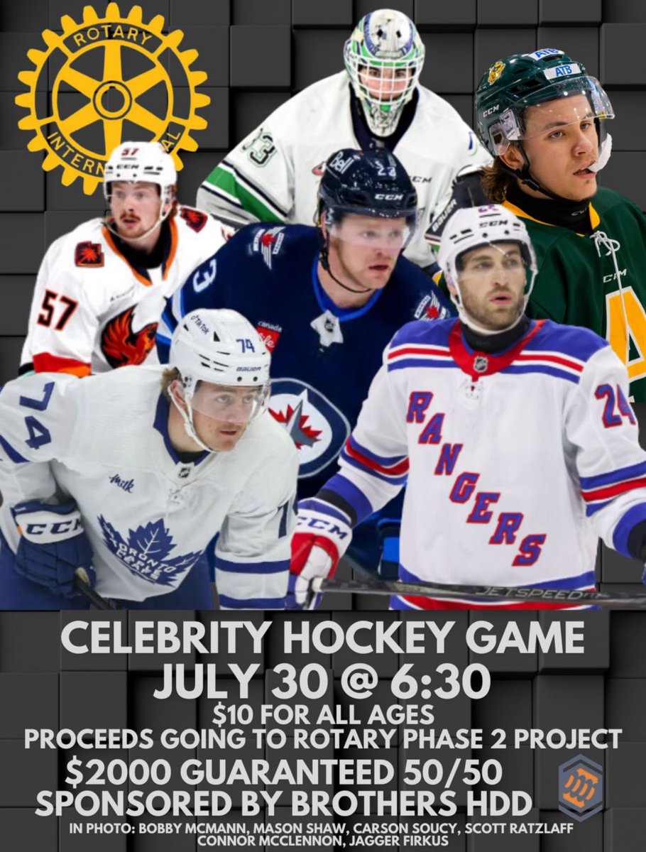 Hux/Hky/Condition (@huxhkycondition) on Twitter photo MARK OFF WEDNESDAY JULY 30TH ON YOUR CALENDARS FOR OUR <a href="/TownWainwright/">Town of Wainwright</a> ANNUAL ROTARY CELEBRITY HOCKEY GAME! ALL PROCEEDS GOING TO THE ALL SEASONS PARK PHASE 2 PROJECT!
COME WATCH SOME AMAZING PRO HOCKEY TALENT & SUPPORT AN AMAZING CAUSE! MARK OFF WEDNESDAY JULY 30TH ON YOUR CALENDARS FOR OUR <a href="/TownWainwright/">Town of Wainwright</a> ANNUAL ROTARY CELEBRITY HOCKEY GAME! ALL PROCEEDS GOING TO THE ALL SEASONS PARK PHASE 2 PROJECT!
COME WATCH SOME AMAZING PRO HOCKEY TALENT & SUPPORT AN AMAZING CAUSE!