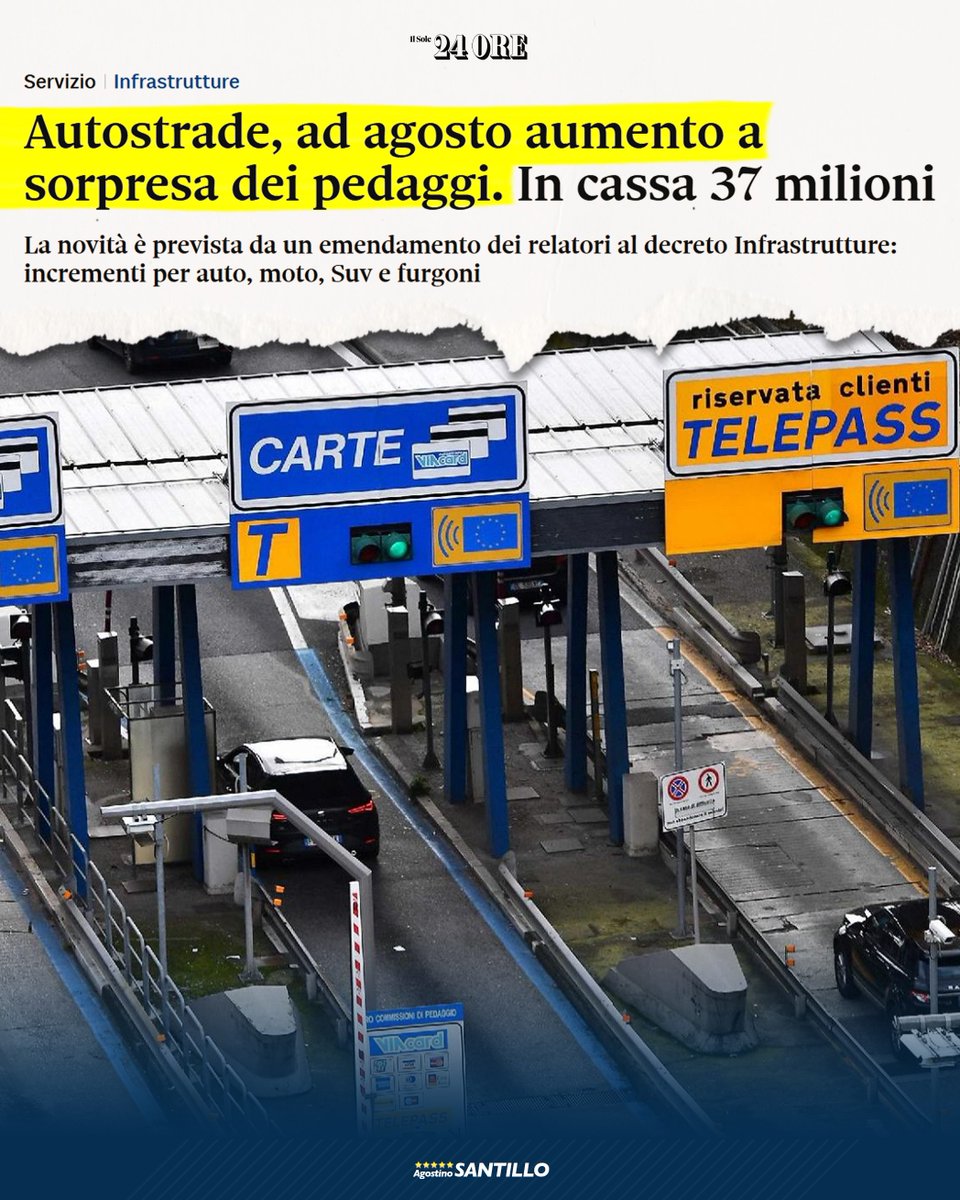 Sorpresa! Ad agosto aumentano i #pedaggi autostradali, il secondo da gennaio. #Meloni come lo sceriffo di Nottingham batte cassa dai cittadini, già tartassati. Abbiamo presentato un subemendamento per bloccare questo colpo di caldo della #premier ed evitare incrementi tariffari.