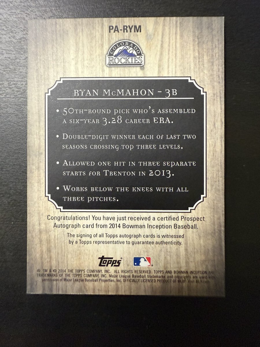 🚨 GIVEAWAY TIME! 🚨
Win this Ryan McMahon Autograph Rookie Card from 2014 Bowman Inception! 🔥

✅ Follow me
❤️ Like this post
🇺🇸 US shipping only

Giveaway ends Sunday 9 pm ET — one winner will be chosen at random!
#BaseballCards #CardGiveaway #SportsCards