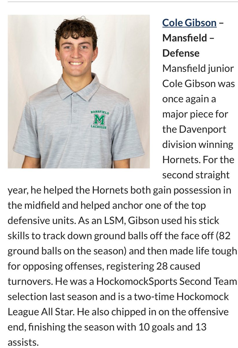 MHS_mens_lax's tweet image. Congratulations to the MHS Men’s Lacrosse HockomockSports.com All Star selections: Cole Hogencamp (Player of the Year), Nico Smith, Andrew DeGirolamo, and Cole Gibson!