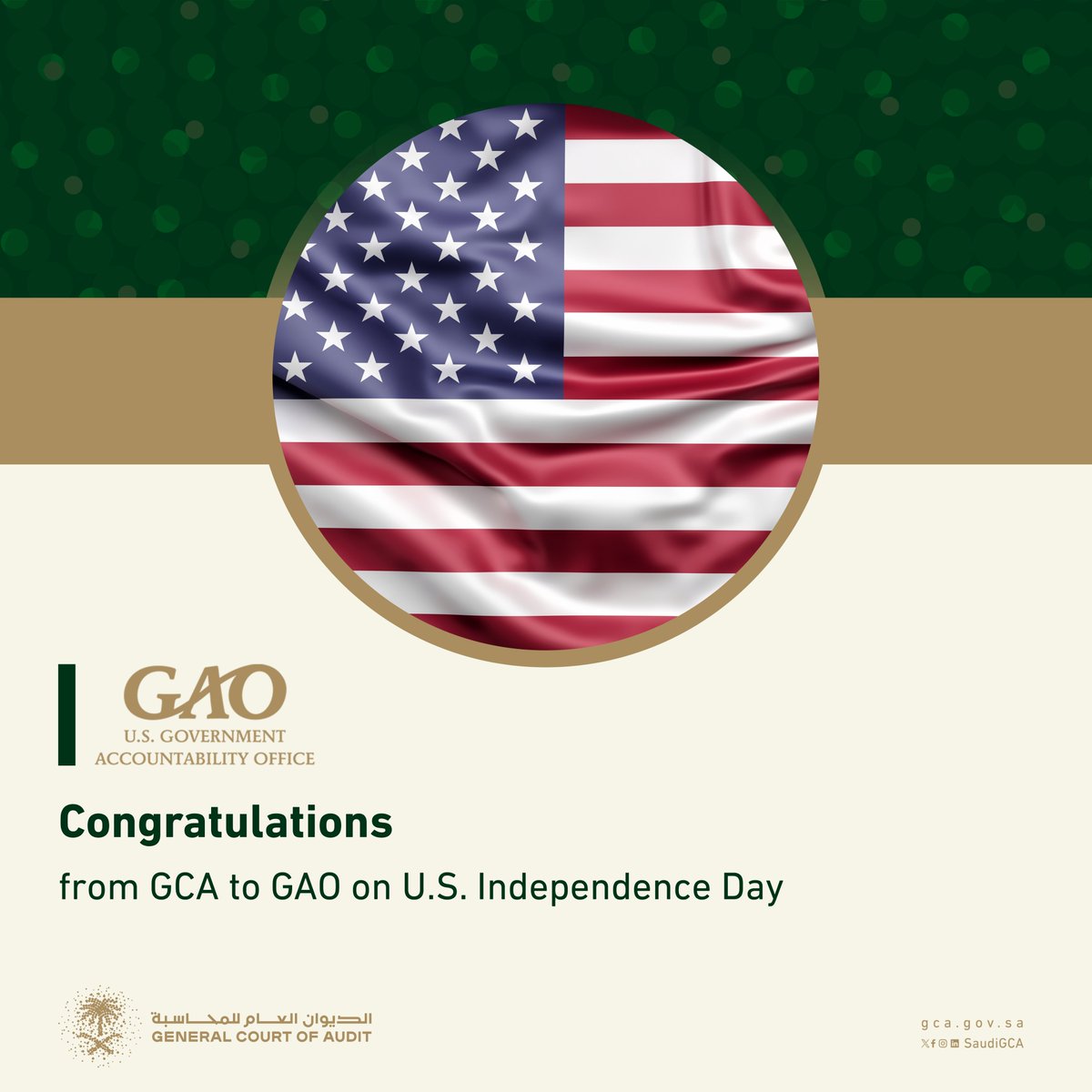 We congratulate <a href="/USGAO/">U.S. GAO</a> on the #IndependenceDay of the United States, and we wish U.S. GAO prosperity and continued success.