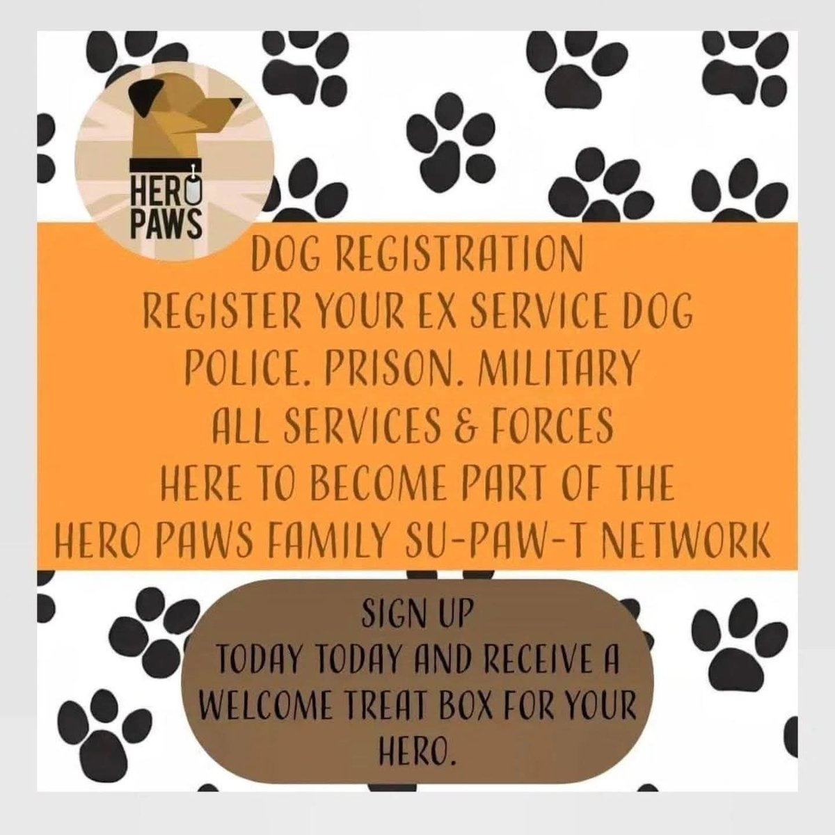 heropaws.org.uk/forms/

Just a little reminder 
We're here ♥️

Have you registered your retiree yet?
Doesn't matter if you are military, police, prison service, MOD, fire, search and rescue, boarder force, British transport, conservation, civilian border, civilian security,