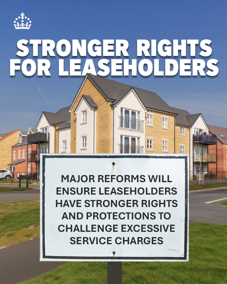 mhclg's tweet image. We are improving rights for leaseholders so they can hold their landlords and managing agents to account.
This will empower millions of leaseholders to challenge excessive service charges.