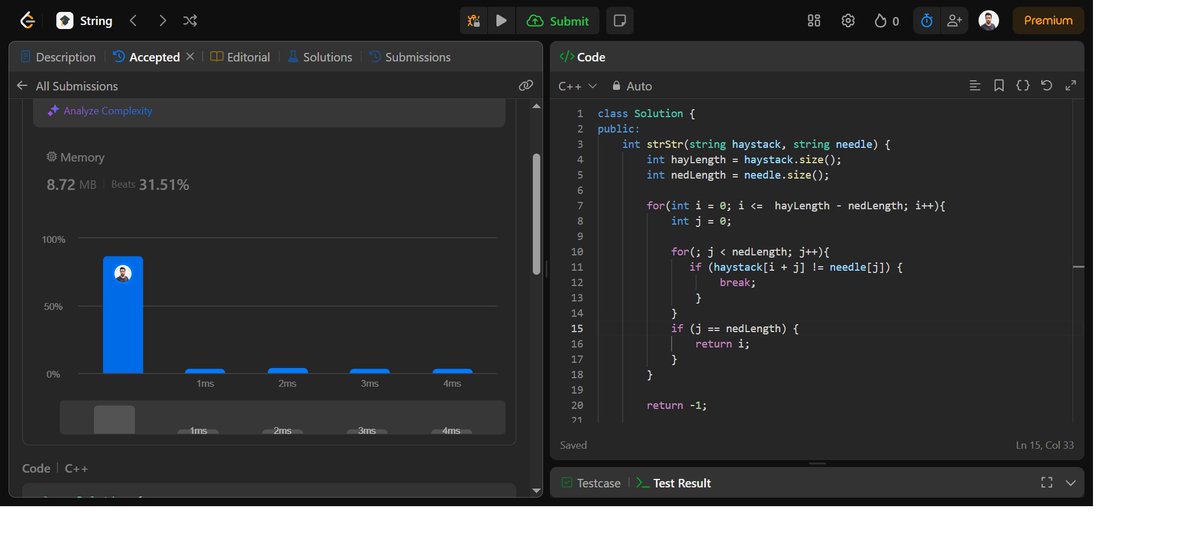 Kader_1680's tweet image. #Day02: Find the Index of the First Occurrence in a String @LeetCode
Link Problem:
lnkd.in/e3CX3ASD
Link Solution:
lnkd.in/eUmPxxyF
Don't forget to follow me
#leetcode #stringmatching #cpp #problemsolving #codingjourney