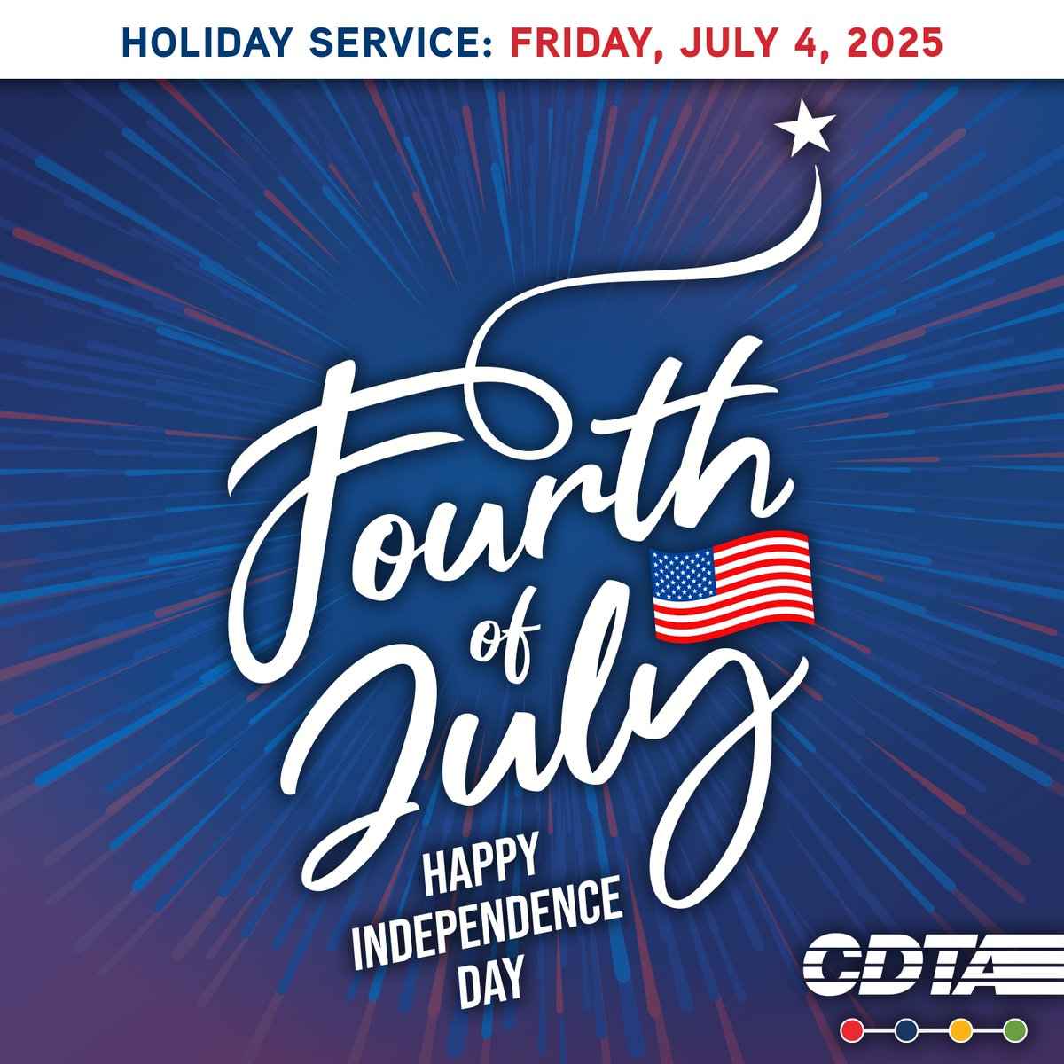 Happy Independence Day! 🇺🇸 Today, we’re operating on a Sunday/Holiday schedule and the Northway Xpress (NX) &amp; Thruway Xpress (TX) commuter services are not running. FLEX is running on a Sunday schedule and weekday service will resume on Monday, July 7, 2025.