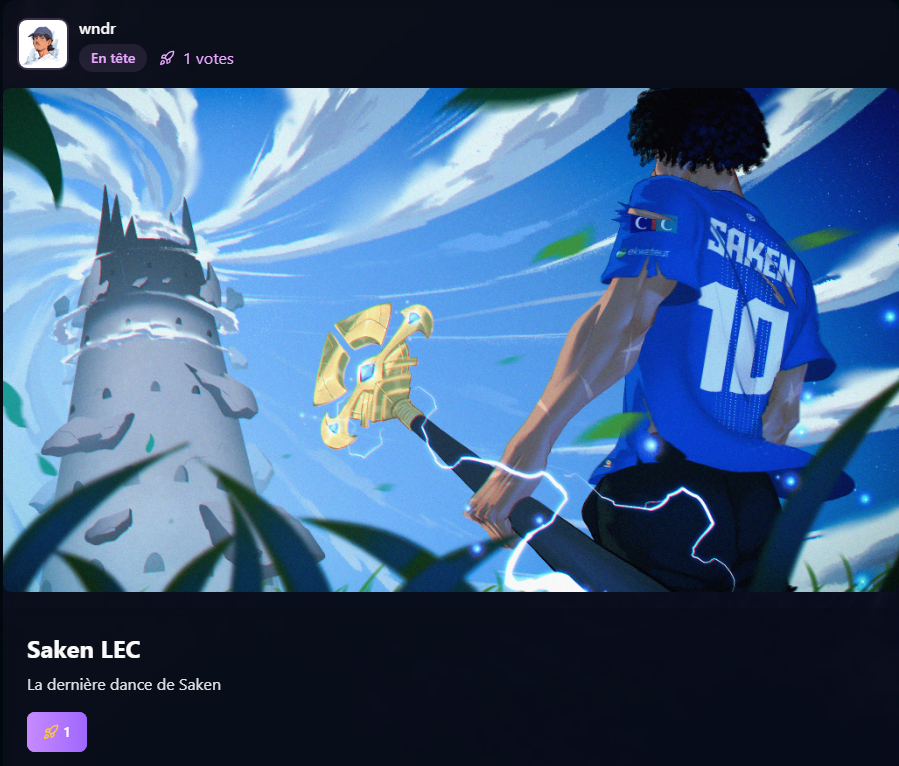 EsportCreate's tweet photo. ✨Nouveauté sur #ECreate !
Les créations du mois sont désormais visibles sur l'accueil, la page création (all teams), et la page "Création du mois".
🏆En tête pour Juillet : @louaahh
🥇Actuellement pour Août : @wndr0001
⏳Encore 27 jours pour voter !
🔗 https://t.co/2VzllI5WzB https://t.co/7E4R0DxHJf