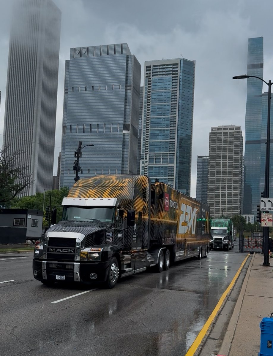 Cup haulers coming into their parking area here on the streets of Chicago.