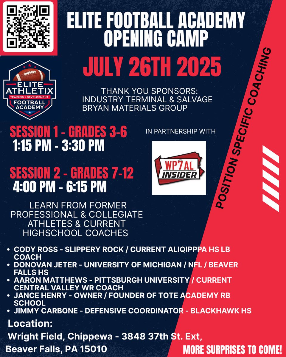 Happy 4th of July!!! We have a big announcement 🇺🇸

🏈🔥 GET READY FOR THE SEASON WITH ELITE FOOTBALL ACADEMY! 🔥🏈

This is the LAST WEEKEND before heat acclimation and mandatory football practices begin! It’s your perfect opportunity to get in some final individual work and