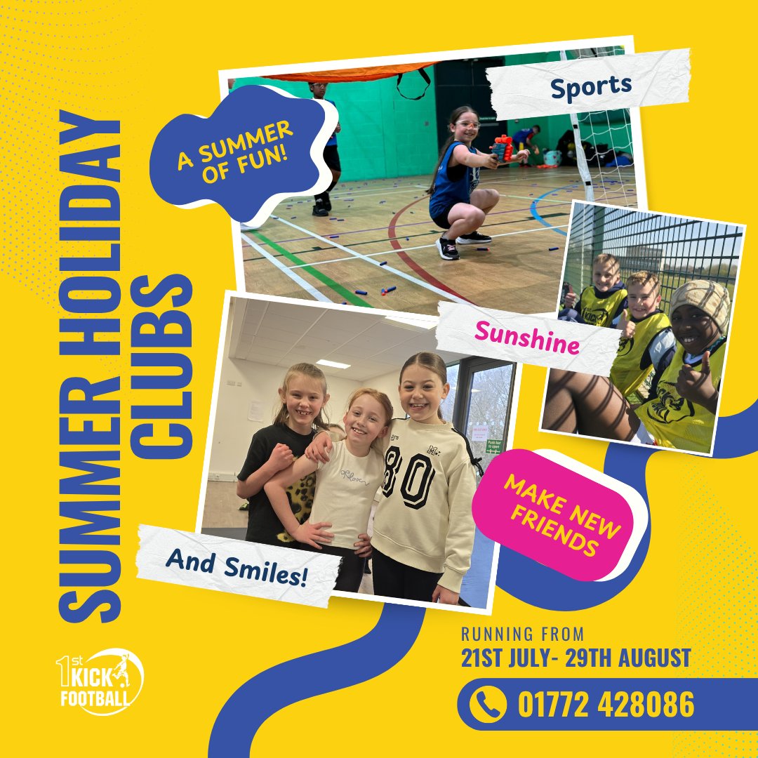 Sports, Sunshine &amp; Smiles! ⚽😎😃 Our Multisport Holiday Camps are back! 🎒 Just bring a packed lunch and your game face!

💪 Fitness + 🌞 Fresh Air + 😄 Big Laughs = Unforgettable summer days.

👉 BOOK NOW: 01772 428 086

#SummerHolidayCamps2025  #OfstedRegistered  #HAF2025