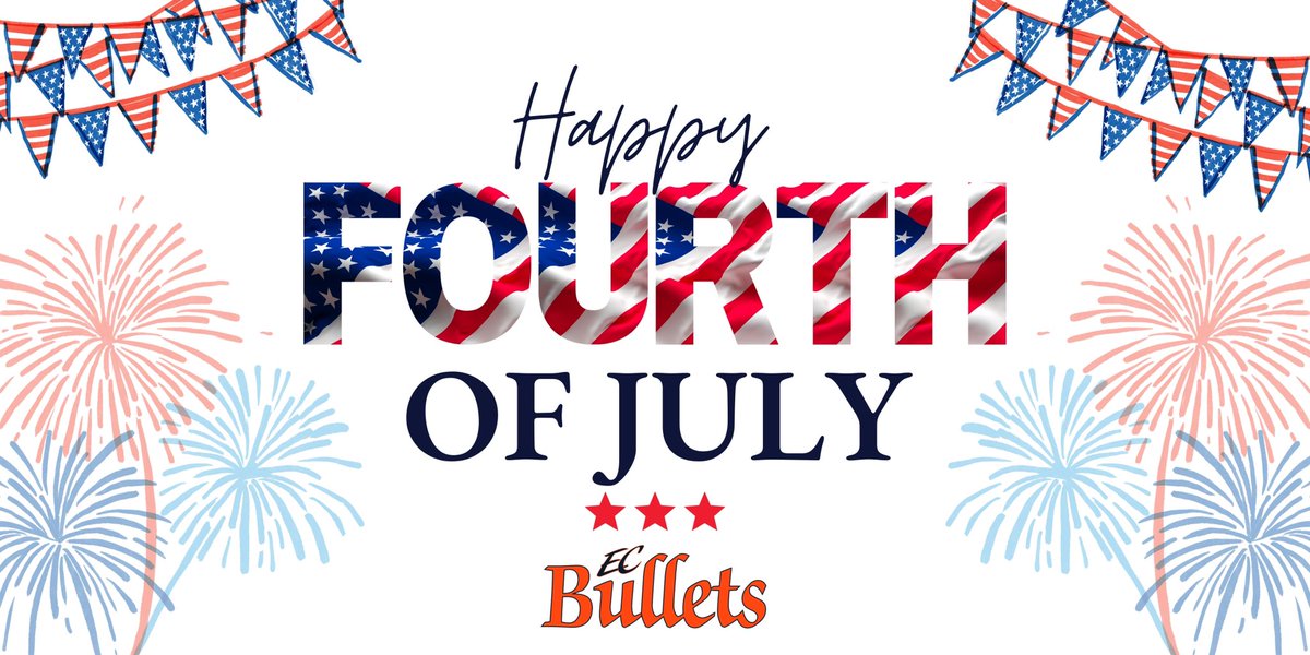 🎆❤️💙 Happy Fourth of July from the EC Bullets Family! 💙❤️🎆

Wishing all of our players, coaches, families, and fans a safe and joyful holiday filled with fireworks, fun, and maybe even a little softball.

🇺🇸💥 Go Bullets! 💥🇺🇸