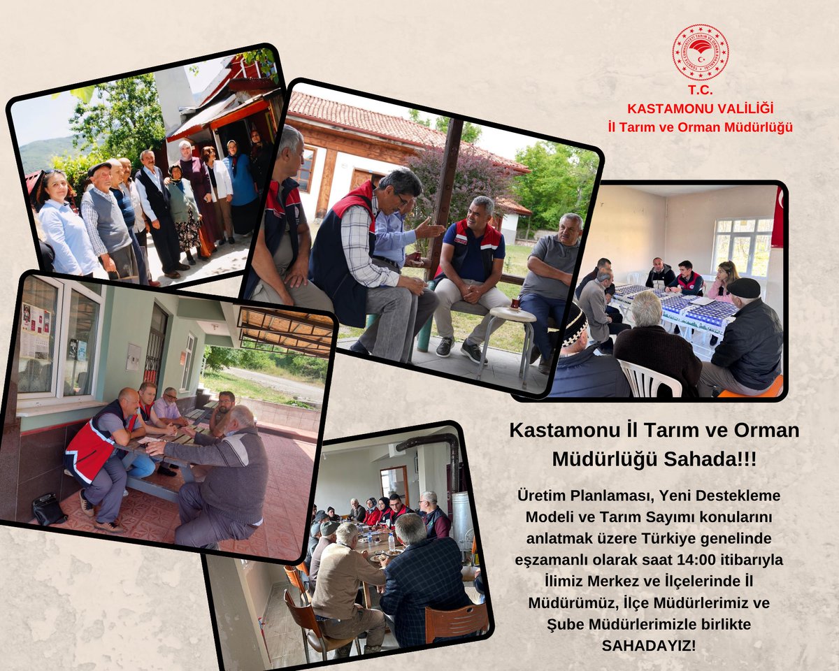 Üretim Planlaması, Yeni Destekleme Modeli ve Tarım Sayımı konularını anlatmak üzere Türkiye genelinde eşzamanlı olarak saat 14:00 itibarıyla İlimiz ve İlçelerinde İl Müdürümüz, İlçe Müdürlerimiz ve Şube Müdürlerimizle birlikte SAHADAYIZ! <a href="/ibrahimyumakli/">İbrahim Yumaklı</a> <a href="/tarimgovtr/">GıdaTarımHayvancılık</a> @tarimreformu