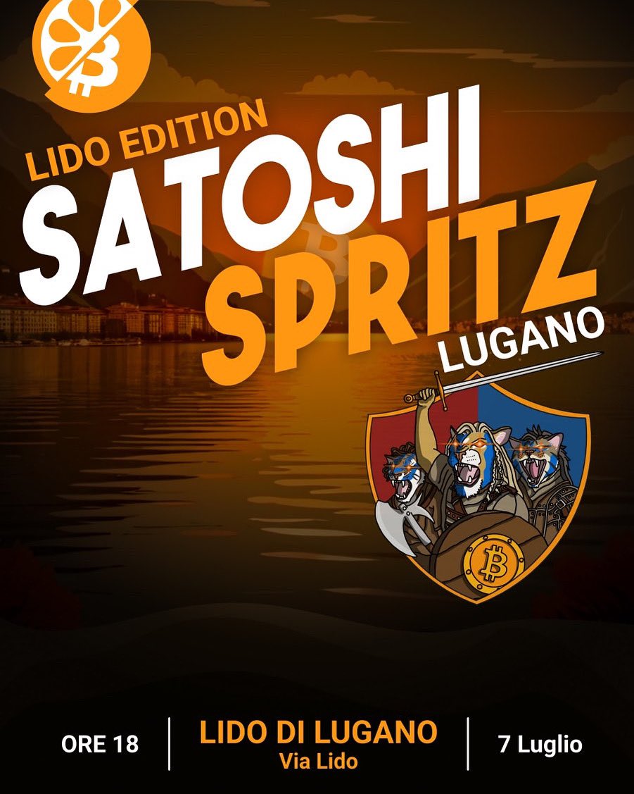 🌅 Satoshi Spritz – Lido Edition 🏖️

Inauguriamo l’estate con un meetup nella splendida cornice del Lido di Lugano.

Networking informale, chiacchiere su #Bitcoin e un aperitivo vista lago.

🗓️ Lun 7.07.2025
🕕 Dalle 18:00 

📍 Lido di Lugano

⚡️ Non mancare!