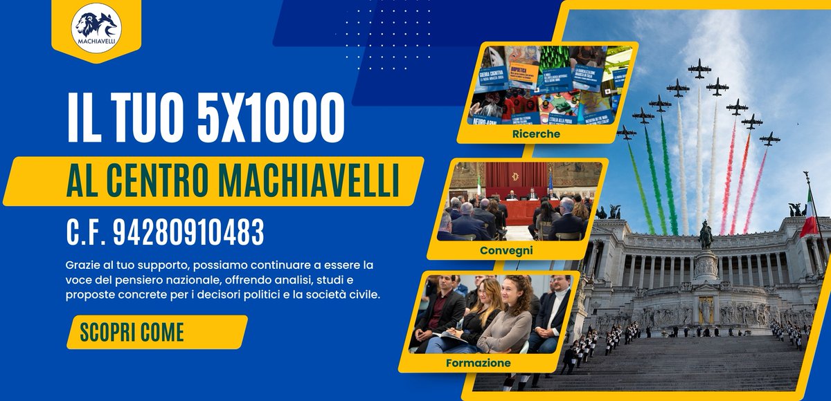 Machiavelli_it's tweet image. ✅Il Centro Studi Politici e Strategici Machiavelli è al tuo fianco per promuovere un'Italia più forte, radicata nei valori tradizionali e aperta a proposte innovative per affrontare le sfide del nostro tempo. Grazie al tuo supporto, possiamo continuare a essere la voce del…
