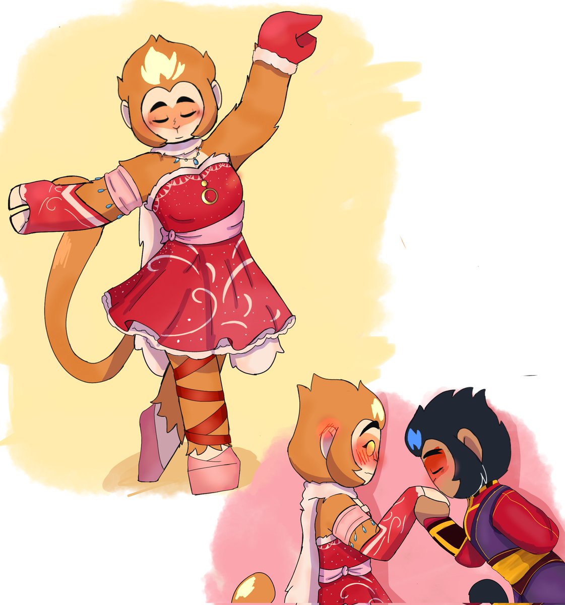 Puesto# 1: elegante y bello
El vestido me recordó a los que usan las bailarinas 
#shadowpeach #lmk #Macaque #Sunwukong