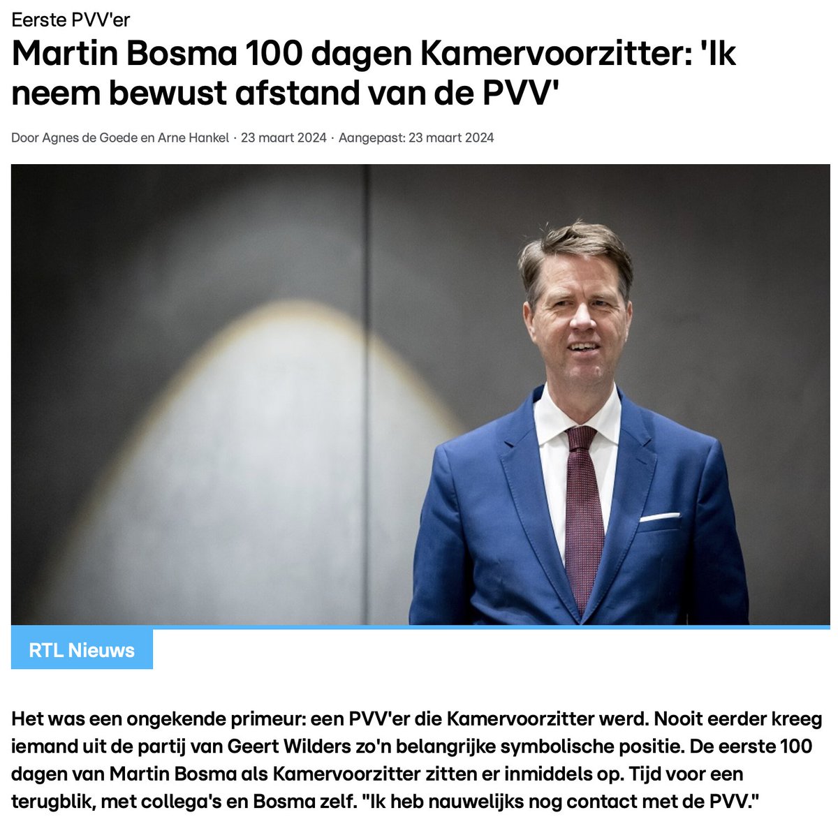 Volgens deze insider komen Bosma en Agema niet meer op de kandidatenlijst van de #PVV te staan. Bekend is dat Wilders al sinds 2018 niet meer met Bosma praat.