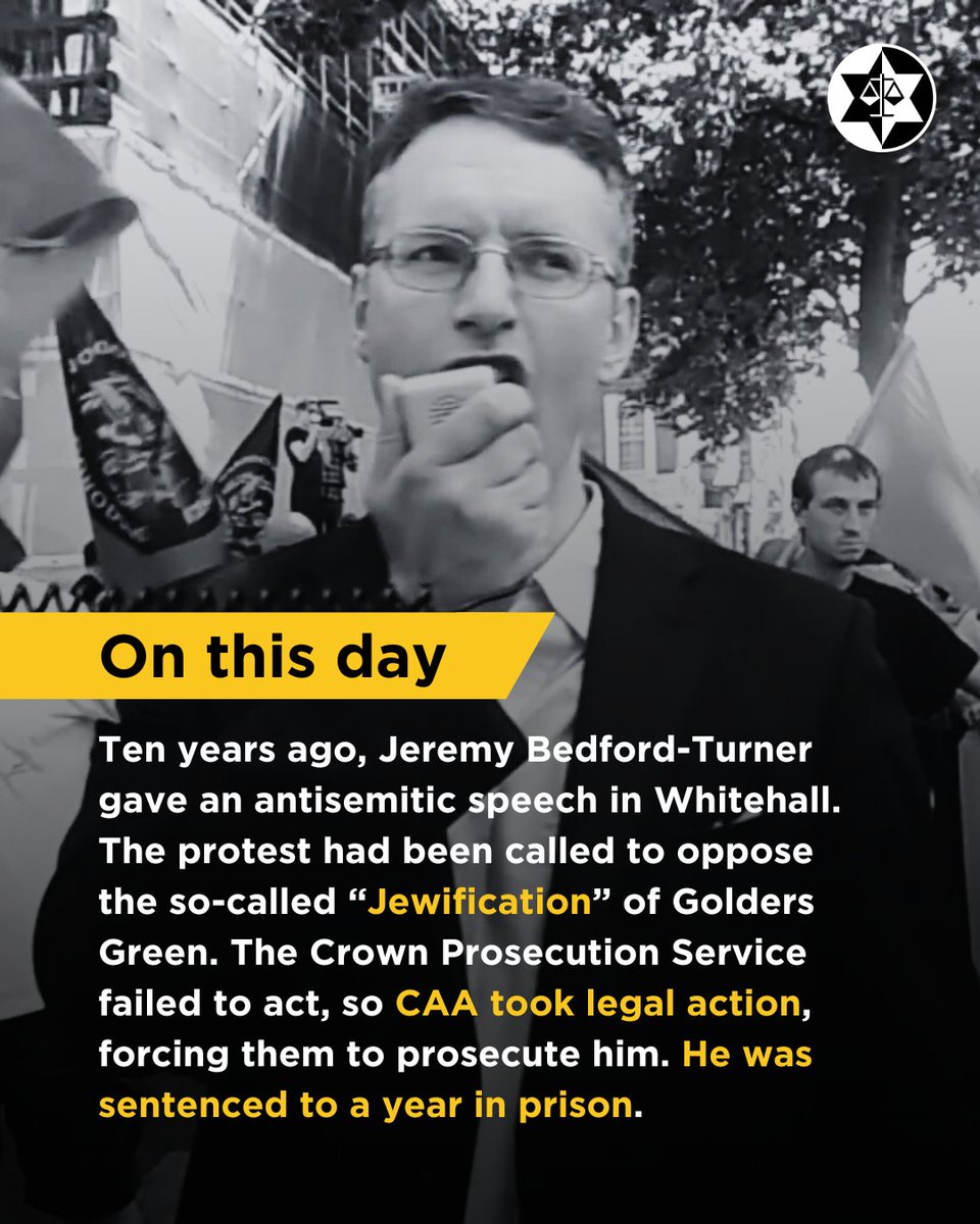 On this day, ten years ago, Jeremy Bedford-Turner gave an antisemitic speech in Whitehall. The protest had been called to oppose the so-called “Jewification” of Golders Green.

Mr Bedford-Turner was a neo-Nazi leader and former soldier. He was head of ‘The London Forum’, a group