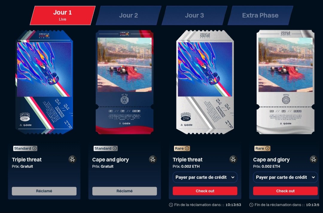 dd_gen_91's tweet image. 🚀 IN THE MOMENT drops on @AbstractChain

🗓️ 3-day event : 2 free @redbullracing collectible drops per day

⏱️ Each one lasts only 24 hours. 

This is the first day, don’t miss your shot  

Link : gate.com/fr/web3/activi…

#InTheMoment #AbstractChain