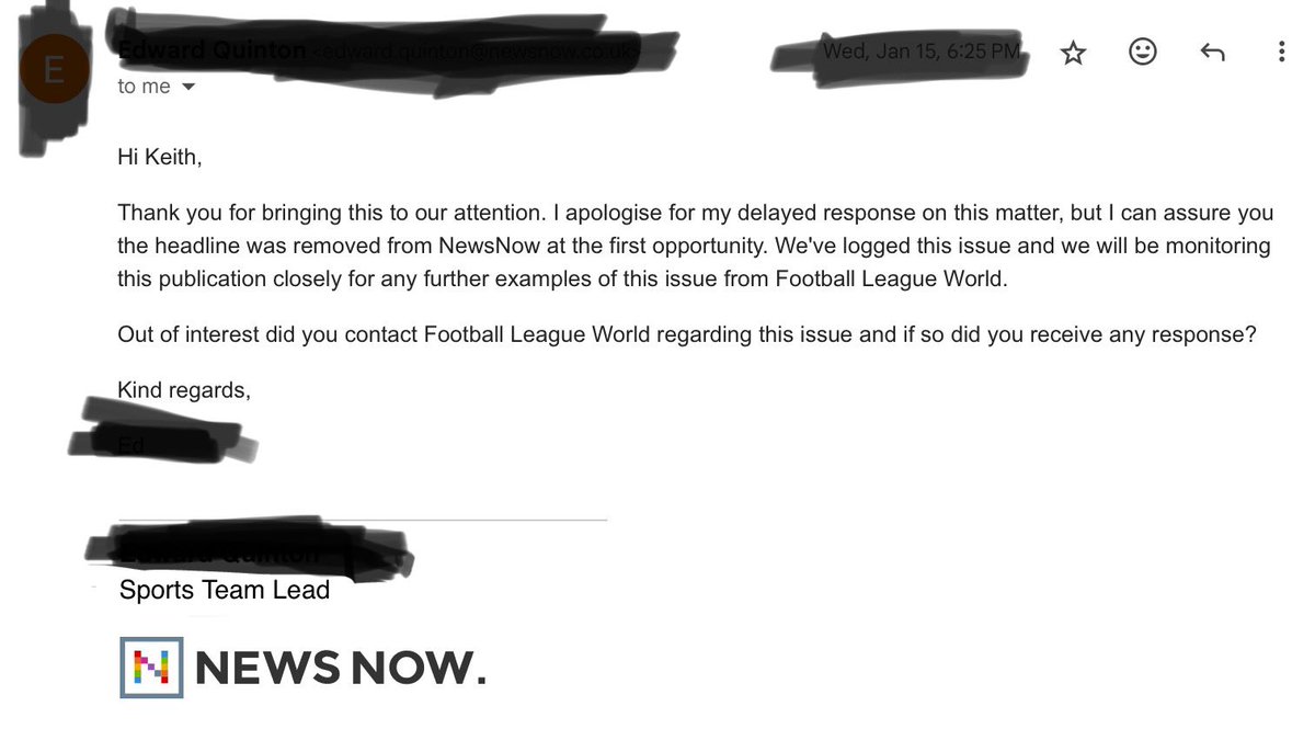 Quite a lot of folk have contacted us about <a href="/BenWignall/">Ben</a> and our disappointing conversations yesterday regards Football League World use of our reports. We have a number of examples, this one actually removed by <a href="/NewsNowUK/">NewsNow.co.uk</a> for the very thing Ben denied. 

All we ask as we have