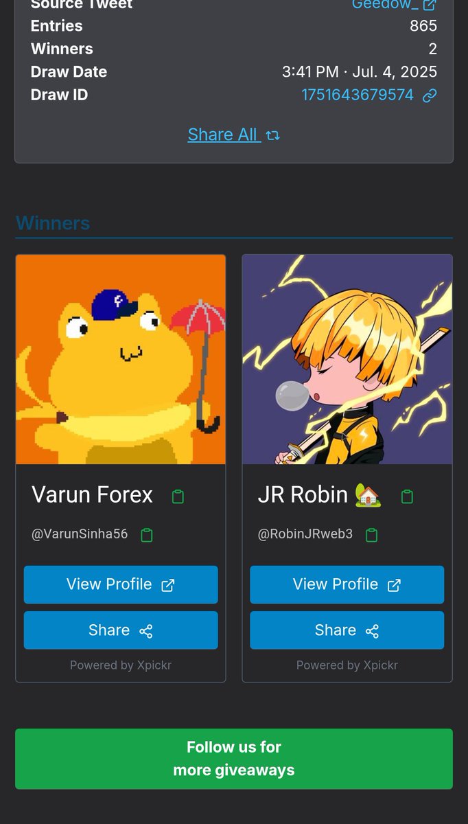 Geedow☄️ (@geedow_) on Twitter photo Congratulations Winners
<a href="/VarunSinha56/">Varun Forex</a>
<a href="/RobinJRweb3/">JR Robin 🏡</a>
Draw ID 1751643679574
To claim your account open ticket discord of blueguardian Congratulations Winners
<a href="/VarunSinha56/">Varun Forex</a>
<a href="/RobinJRweb3/">JR Robin 🏡</a>
Draw ID 1751643679574
To claim your account open ticket discord of blueguardian
