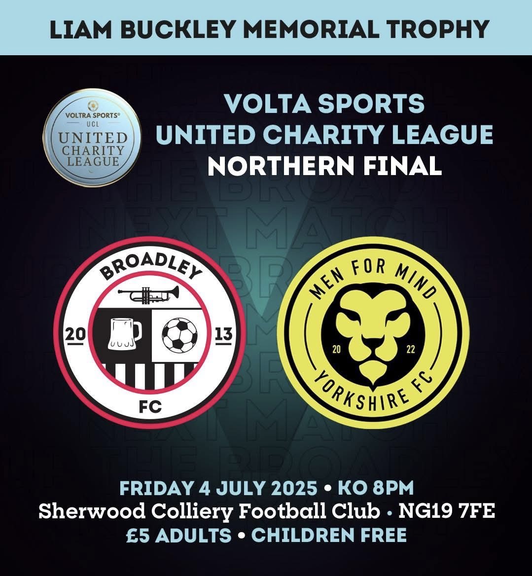 Cup final action tonight for our charity side as they take on <a href="/MenForMindFC/">Men For Mind FC</a> in the <a href="/TheUCL_/">The Voltra Sports United Charity League</a> Liam Buckley Memorial Trophy 🏆
