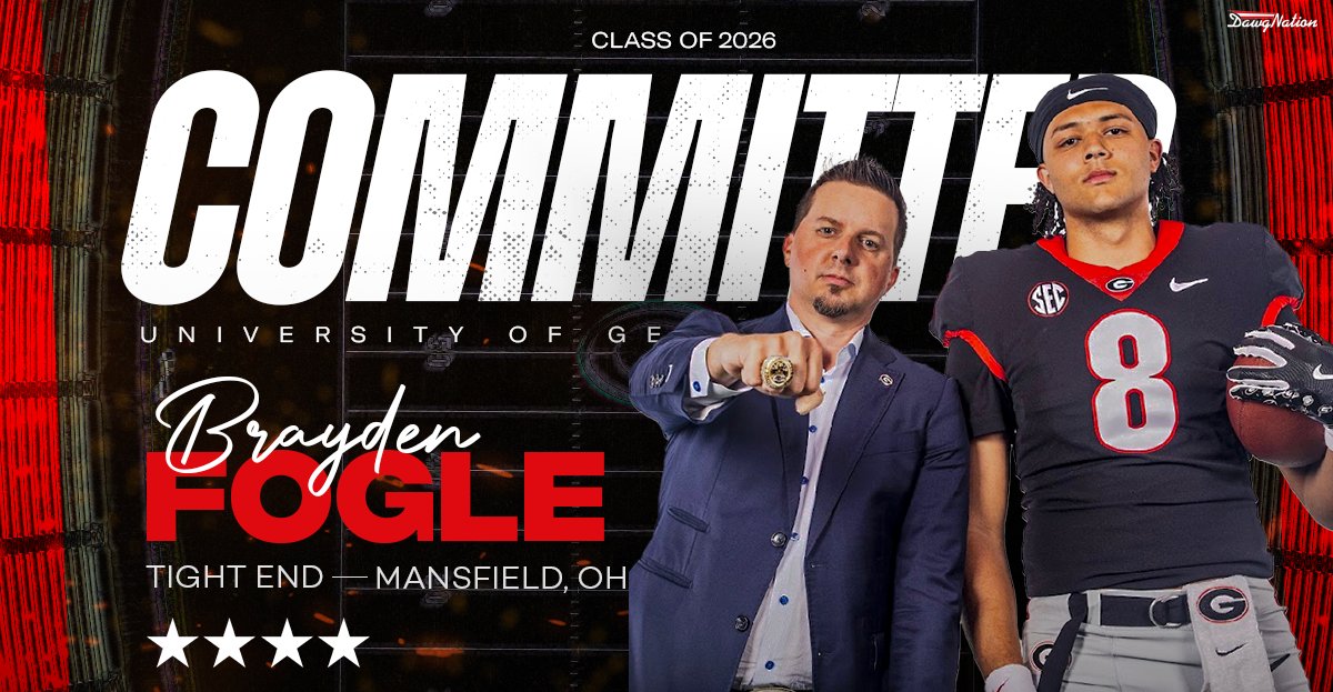 Jeff Sentell (@jeffsentell) on Twitter photo BREAKING: The Dawgs get a commitment from the nation's No. 10 TE.
That brings the total to 20 commitments over the last 38 days. 🔥🔥🔥🔥🔥
Why Athens? I'll never forget what <a href="/brayden_fogle23/">Brayden Fogle</a> told me about UGA and sitting in his room on his OV.
bit.ly/BraydenFogleis… BREAKING: The Dawgs get a commitment from the nation's No. 10 TE.
That brings the total to 20 commitments over the last 38 days. 🔥🔥🔥🔥🔥
Why Athens? I'll never forget what <a href="/brayden_fogle23/">Brayden Fogle</a> told me about UGA and sitting in his room on his OV.
bit.ly/BraydenFogleis…