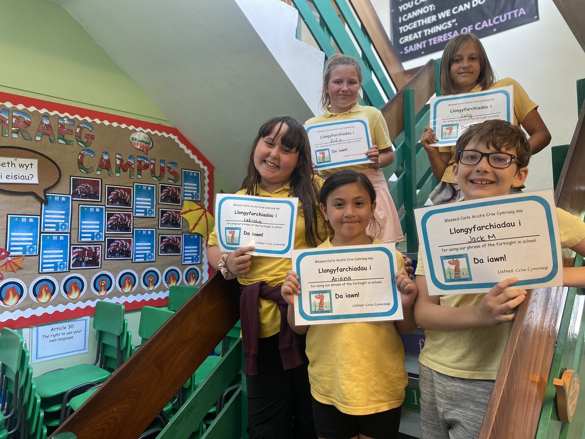 BCA @ St Illtyd’s Campus (@illtyds_rc) on Twitter photo Llongyfarchiadau to our phrase of the fortnight certificate winners this week. These children have been recognised for making an effort to use the phrase of the fortnight and speak Welsh in our school. Bendigedig!🏴⭐️ <a href="/CSC_Cymraeg/">🏴CSC Cymraeg CCD 🟦🟩⬜</a> <a href="/BHHSCYMRAEG/">BCA CYMRAEG - BHHS CAMPUS</a> #bcawelsh #bcacriw Llongyfarchiadau to our phrase of the fortnight certificate winners this week. These children have been recognised for making an effort to use the phrase of the fortnight and speak Welsh in our school. Bendigedig!🏴⭐️ <a href="/CSC_Cymraeg/">🏴CSC Cymraeg CCD 🟦🟩⬜</a> <a href="/BHHSCYMRAEG/">BCA CYMRAEG - BHHS CAMPUS</a> #bcawelsh #bcacriw