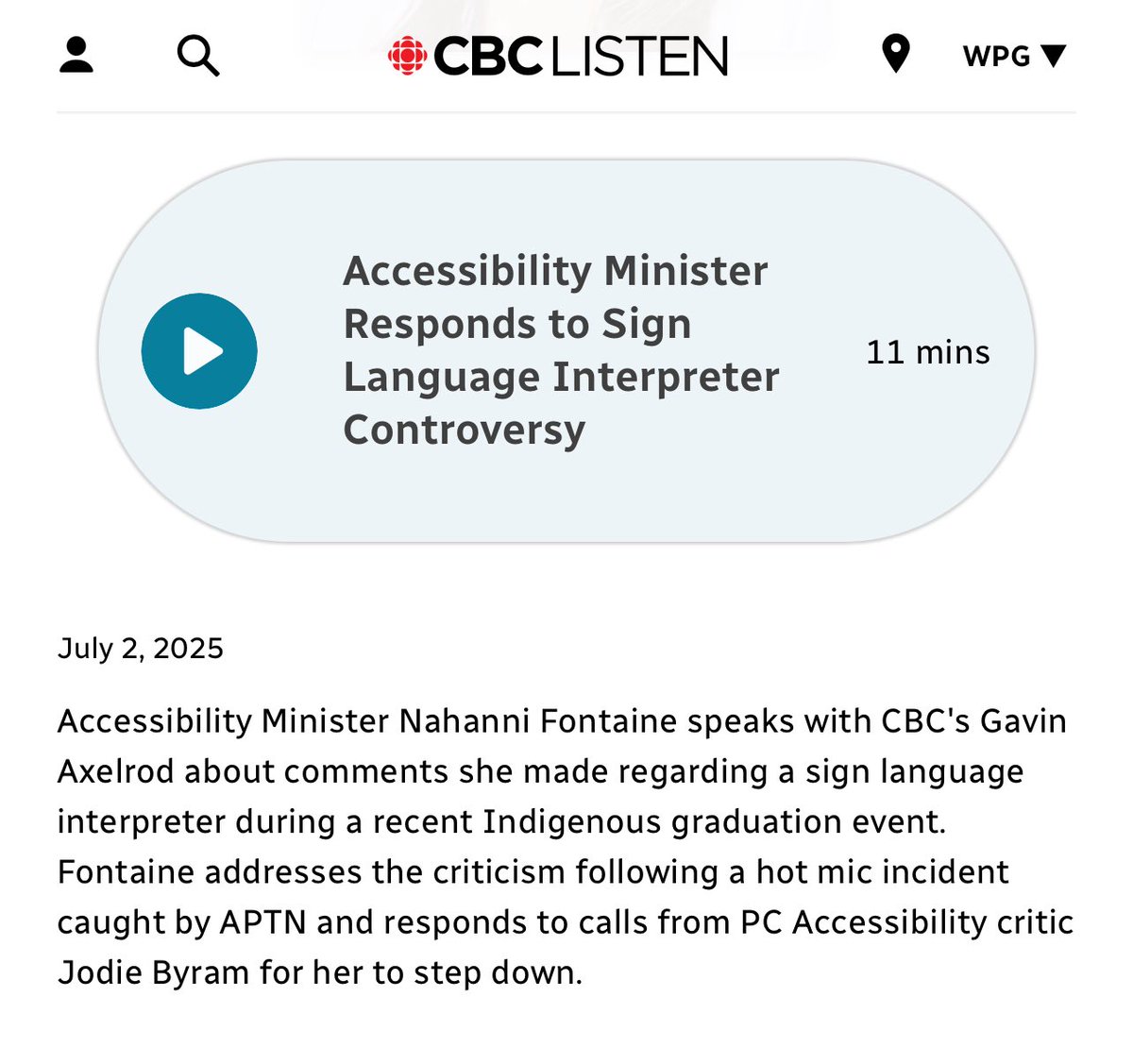 So Nahanni Fontaine went on radio to apologize to…. deaf people?