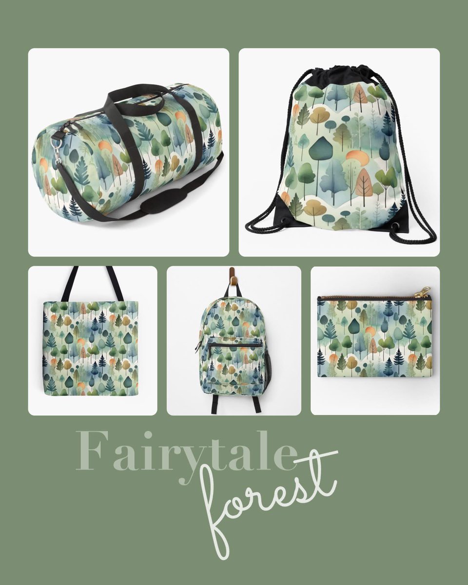 Bring nature’s charm with you. This dreamy forest pattern is live on bags, pouches, and more.
redbubble.com/shop/ap/154135…

#ForestDesign #NatureInspo #WhimsicalVibes #IndieArt #RedbubbleStyle