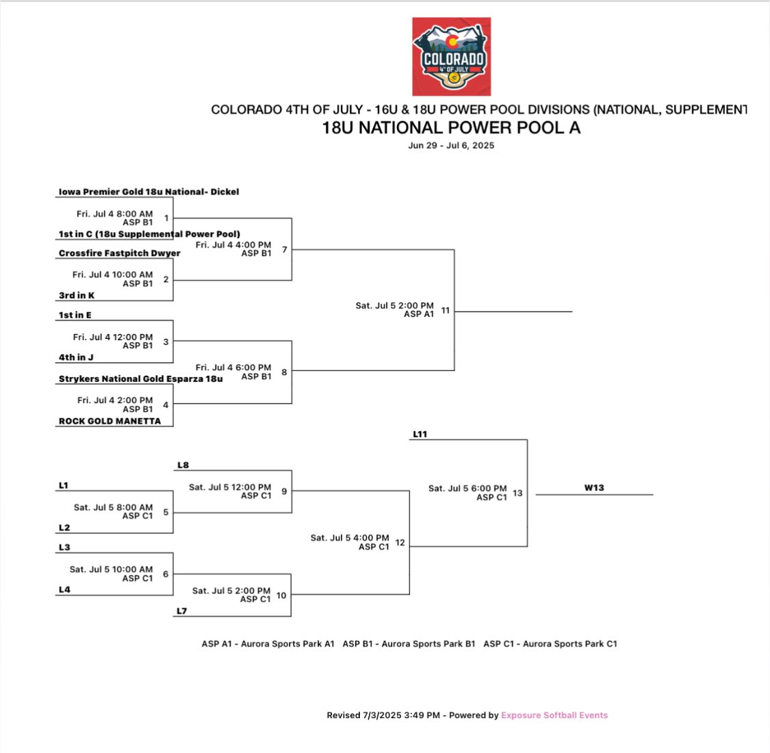 7/4/25 Schedule🎆🇺🇸