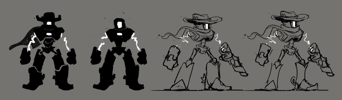 Go behind the scenes of Far Far West and check out some early concepts for our robot cowboy 🤠 

Making sure the hands were perfect was important to us, you spend lots of time staring at them in first-person games 😄 👐

#gamedev #indiedev #gameart