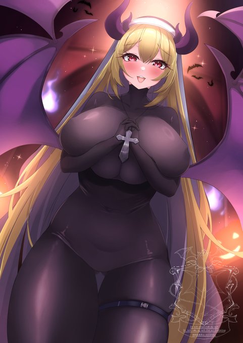 スケブにて描かせていただいたシスターコスサキュバスです(あえてぴっちりのみ差分の方を)
ご依頼ありがとうございました。 